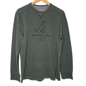 Eddie Bauer Mens Olive Green Black Lab Waffle Knit Thermal Top Medium
